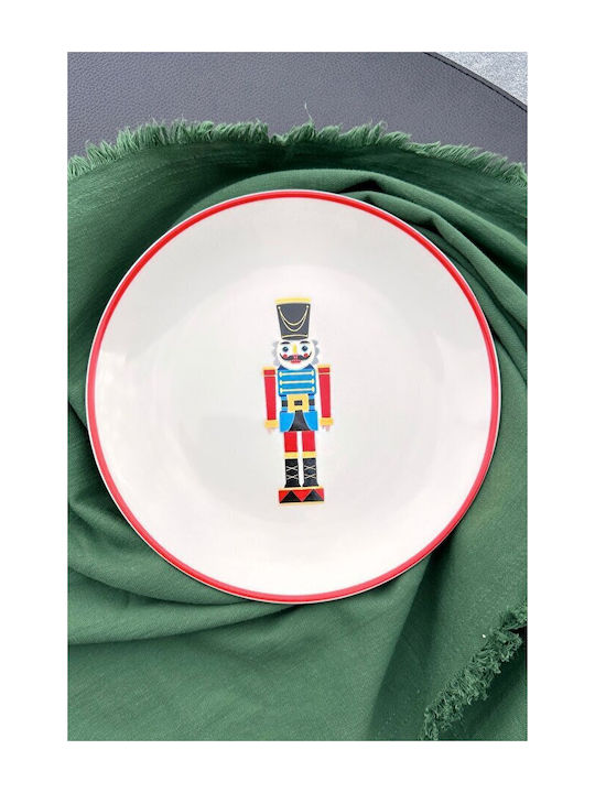 Set of 6 Christmas Porcelain Plates Red Korsounas 21x21cm
