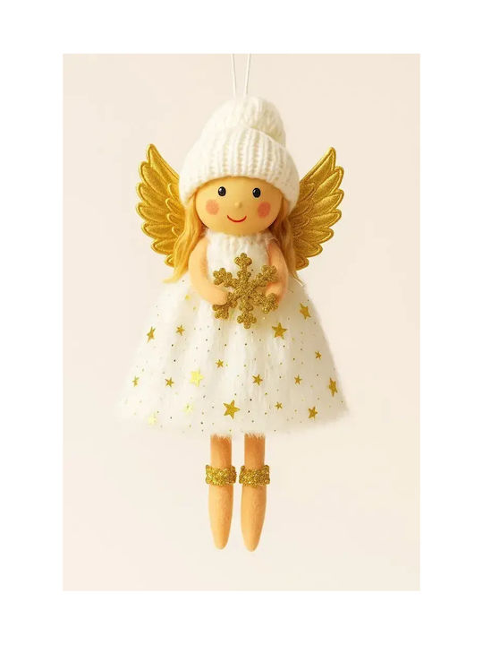 Christmas Tree Ornament Little Angel Wings & White Dress – Gold 20x5cm
