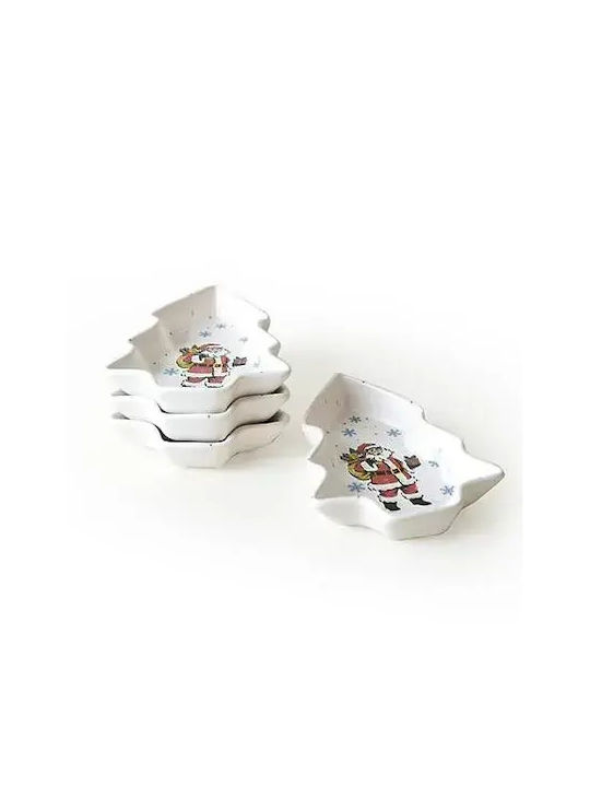 Χριστουγεννιάτικα Μπολ Σχέδιο Άη Βασίλη Σχήμα Δέντρου – Λευκό17x17 Cm