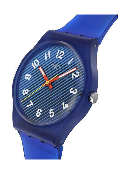 Swatch Unisex Мъжки Часовник На Батерия Със Син Каучуков Каишка