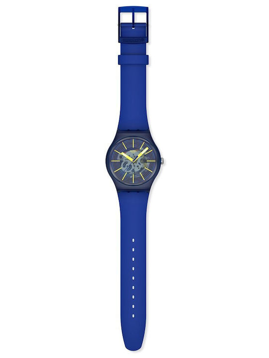 Swatch Bioceramic Ανδρικό Ρολόι Μπαταρίας με Μπλε Καουτσούκ Λουράκι