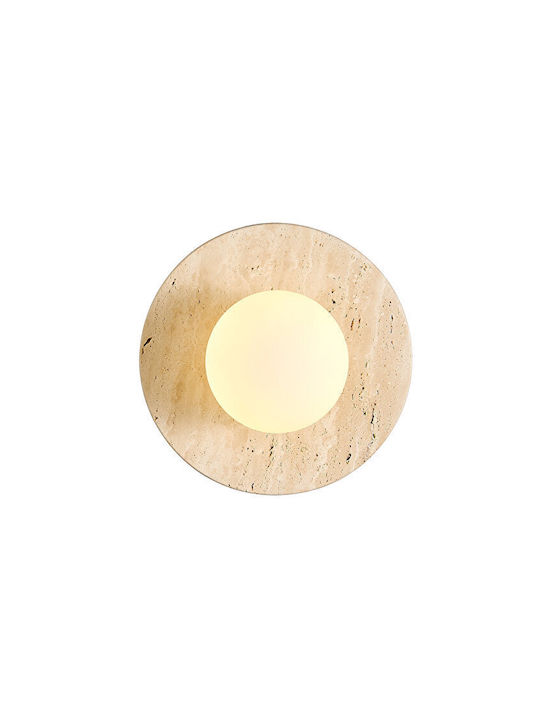 Round Travertine Wall Lamp Opal Sphere 20x20cm