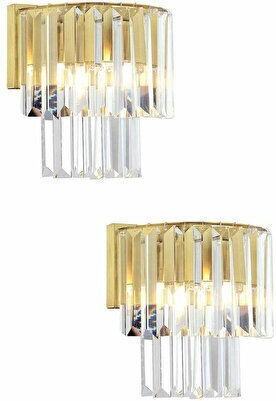 Wall Lamp Metal with Crystal Strips 30x25cm Wall Lamp Metal with Crystal Strips 30x25cm