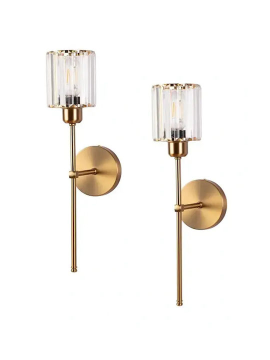 Modern Cylindrical Crystal Gold Wall Lamp 53×20cm