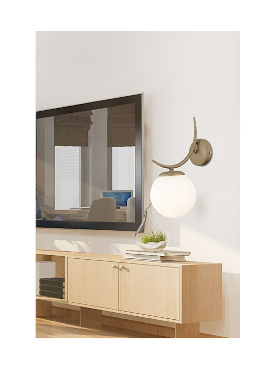Modern Metal Wall Lamp with Vintage Glass Sphere Lighting – 33×22 Cm