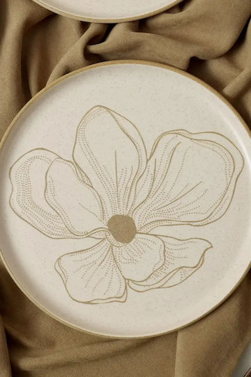 SteweHome Ceramic Nordic Serving Plates Beige Set 6 Pieces 22x22cm
