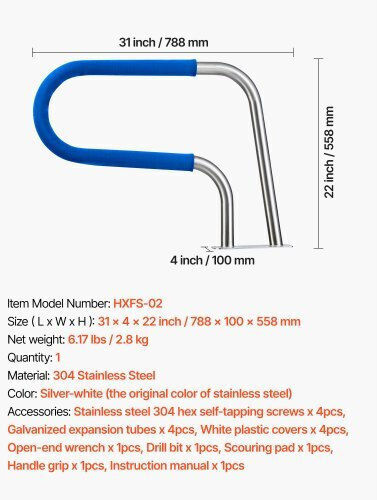 Vevor Pool Handle made of Stainless Steel 78.8x55.8cm Silver