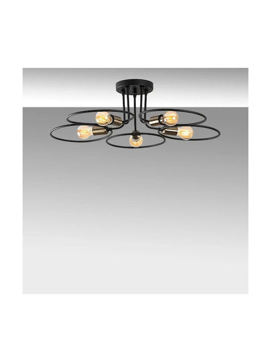 Deckenleuchte 5 Flammen Modern Rundstil Schwarz Antik 73x22cm Deckenleuchte 5 Flammen Modern Rundstil Schwarz Antik 73x22cm