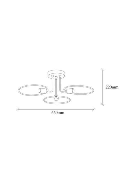 Triphot Ceiling Light Modern Circles Black 66x22cm