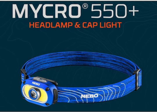 Nebo Rechargeable Headlamp LED IPX4 with Maximum Brightness 550lm Mycro Blue