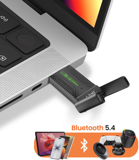Linq USB WiFi Мрежова Карта 1300Mbps Bluetooth 5.4 Двулента Черна