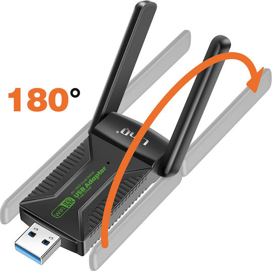 Linq USB WiFi Мрежова Карта 1300Mbps Bluetooth 5.4 Двулента Черна