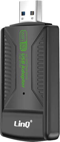 Linq USB WiFi Мрежова Карта 1300Mbps Bluetooth 5.4 Двулента Черна