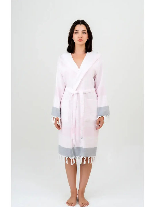 Women's Hooded Bathrobe Open White S Xxl L Xl