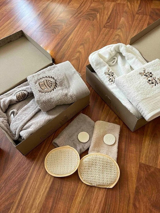 Set Familial Halat De Baie Și Prosop 10 Piese Broderie