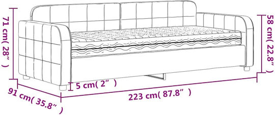 Sofa Bed Single Upholstered with Fabric Yellow with Slats & Mattress 80x200cm