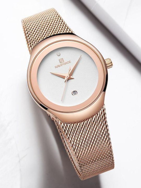 Naviforce Ceas de Damă cu Rose Gold Brățară Metalică