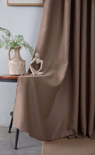Mc Decor Κουρτίνα Συσκότισης με Τρουκς Καφέ 140x265εκ.