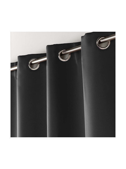 Mc Decor Κουρτίνα Συσκότισης με Τρουκς Μαύρη 140x265εκ.