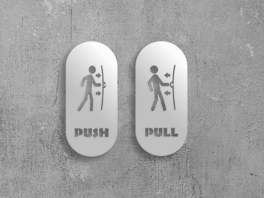 Πινακίδες Σήμανσης Πόρτας Pull & Push Μεταλλο-μαυρο-χρωμα Push-σπρώξε