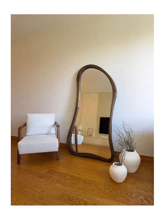 SteweHome Oglindă De Podea Asimetrică Cu Cadru Din Lemn Maro 180x80cm
