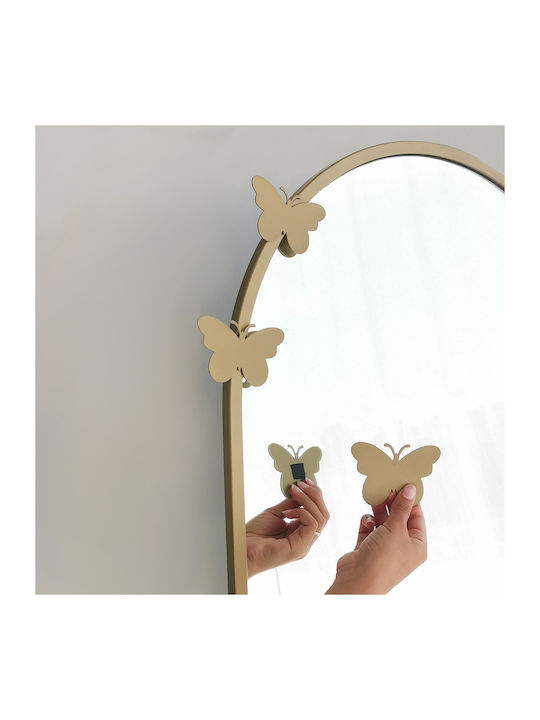 SteweHome Oglindă Arcuită cu Cadru Metalic Aurit 180x65cm