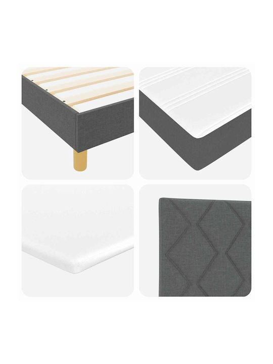 Single Upholstered Bed with Fabric Dark Gray with Mattress 90x200cm