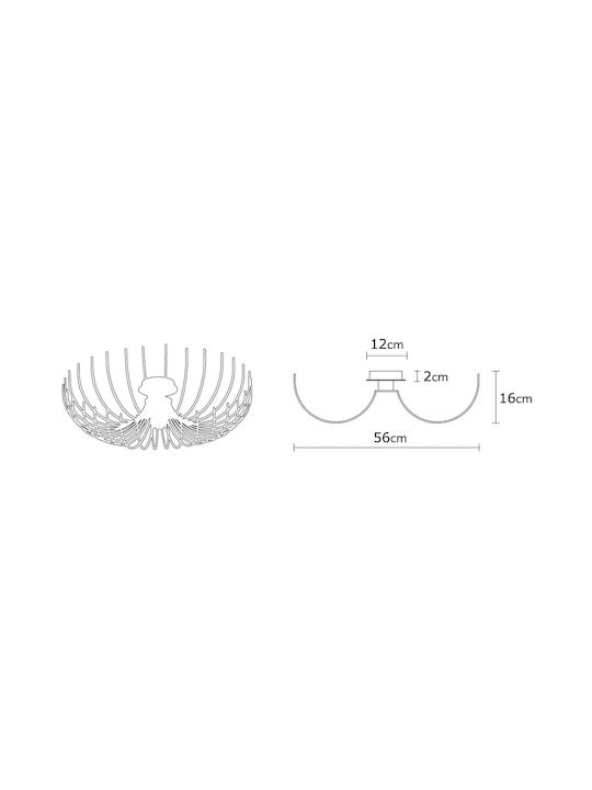 Lumină Deschisă De Tavan Cu Plasă Metalică Neagră 56x16cm