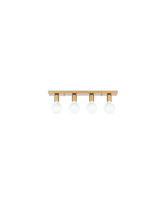 Four-Arm Linear Ceiling Light Gold 60x10cm