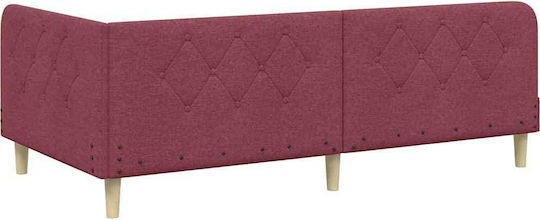 Sofa Bed Single Upholstered with Fabric Red with Slats for Mattress 90x200cm