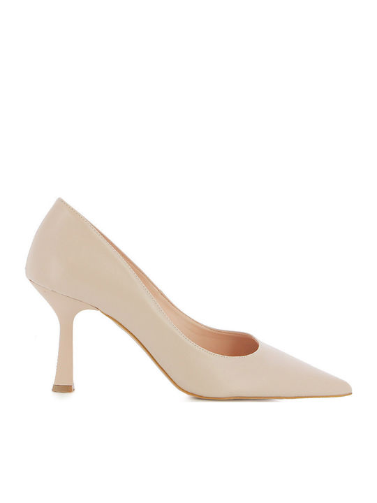 Leder Pumps mit hohem Absatz Rosa