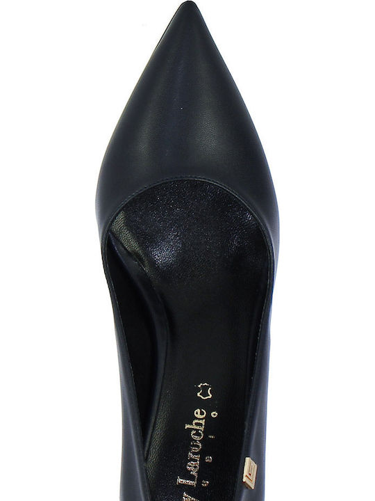 Leder Pumps mit mittelhohem Absatz Blau