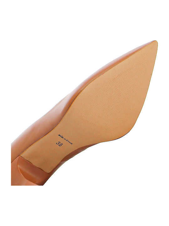 Leder Pumps mit hohem Absatz Tabac Braun