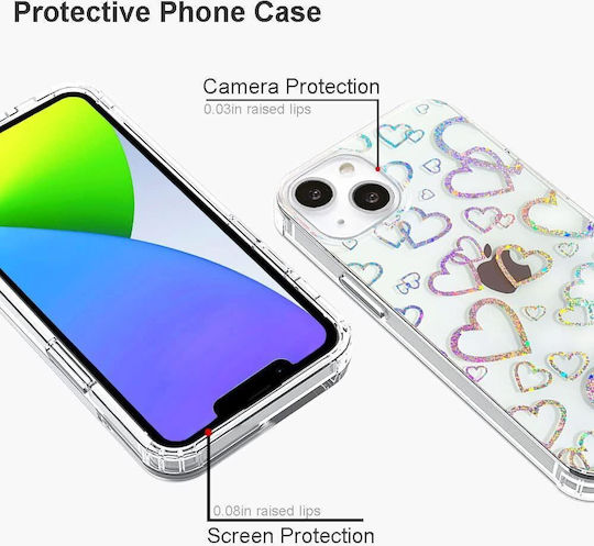 Jup Ulak Калъф 0387513 8865-22 iPhone 13 Мек TPU + Твърда PC Корица Прозрачен Блестящи Звезди 6.1"