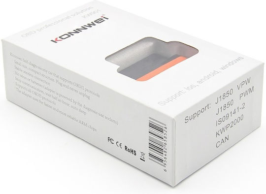 Obd 2 Auto Diagnosewerkzeug Konnwei Kw901 Bluetooth 5.0 Ein-Aus-Schalter Kompatibel mit Android iOS ELM 327 OBD II Schwarz Orange