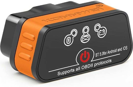 Obd 2 Auto Diagnosewerkzeug Konnwei Kw901 Bluetooth 5.0 Ein-Aus-Schalter Kompatibel mit Android iOS ELM 327 OBD II Schwarz Orange