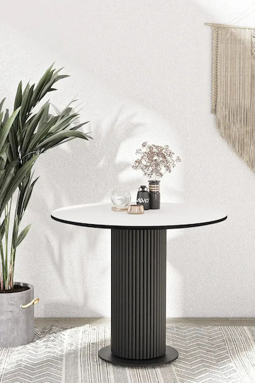 Elegant Round Dining Table 4 Persons White 90x73cm Elegant Round Dining Table 4 Persons White 90x73cm