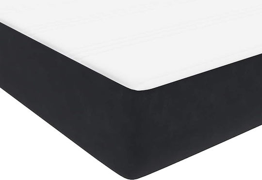 Boxspring Κρεβάτι Υπέρδιπλο Επενδυμένο με Ύφασμα Μαύρο με Τάβλες & Στρώμα 160x210cm