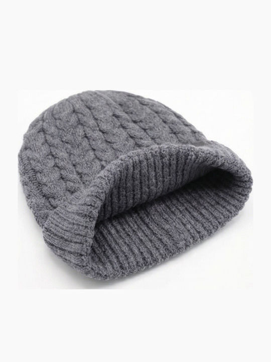 Beanie Männer Beanie mit Strickmuster in Gray Farbe
