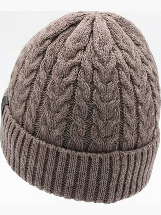 Beanie Männer Beanie mit Strickmuster in Braun Farbe