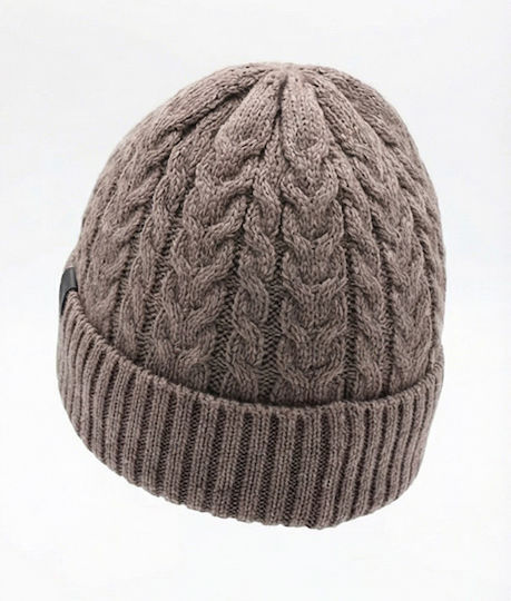 Beanie Beanie with Knit in Brown color