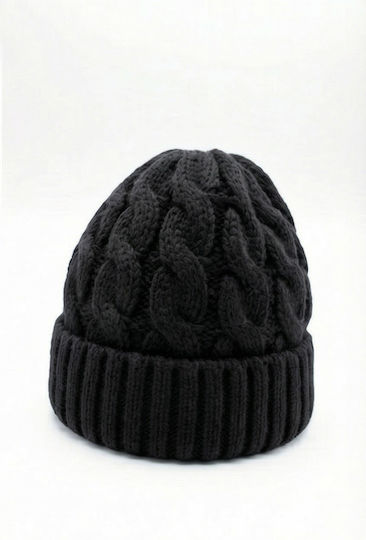 Beanie Männer Beanie mit Strickmuster in Schwarz Farbe