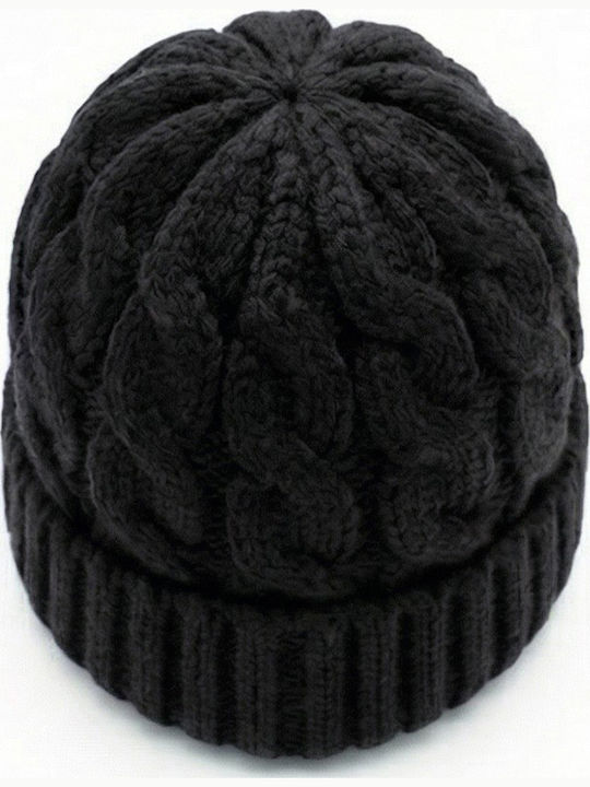Beanie Männer Beanie mit Strickmuster in Schwarz Farbe