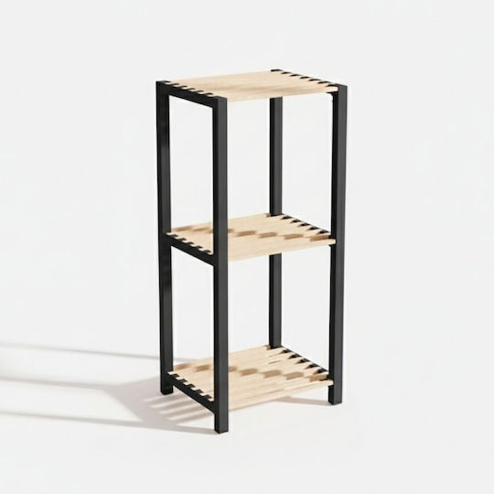 FixWood Floor Bathroom Shelf Wooden 37x29x79cm Black