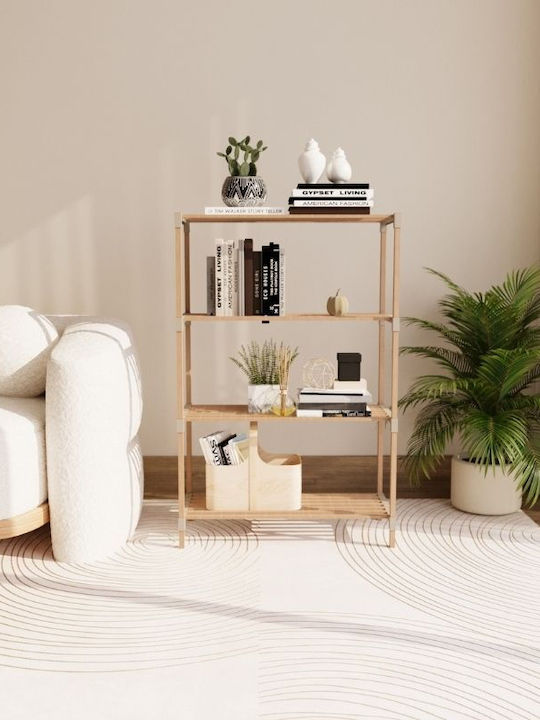 FixWood Floor Bathroom Shelf Wooden 65x30x116cm Beige