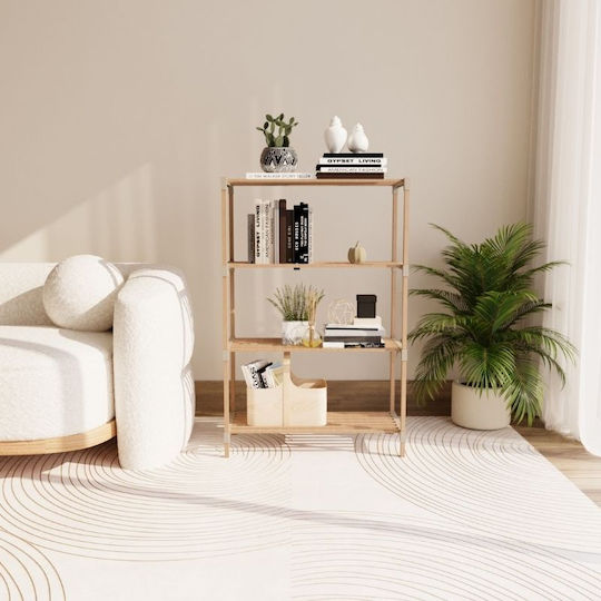 FixWood Floor Bathroom Shelf Wooden 65x30x116cm Beige