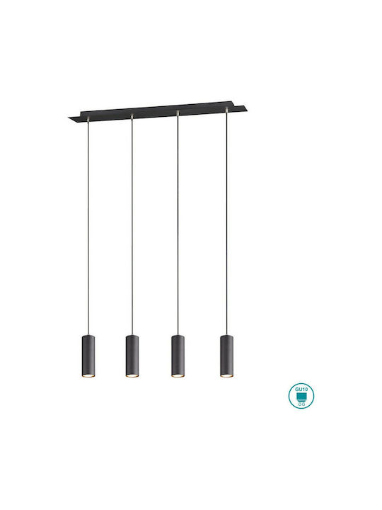 Trio Lighting Marley Pendant Light Black Rail for 4 Bulbs GU10 75x9cm