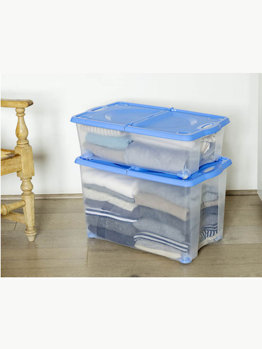 Bama Plastic Storage Box with Wheels and Lid Transparent 59x39x18cm 1pcs