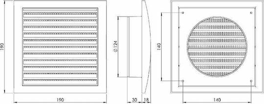 Europlast Περσίδα Εξαερισμού 19x19cm Τετράγωνη με Σίτα