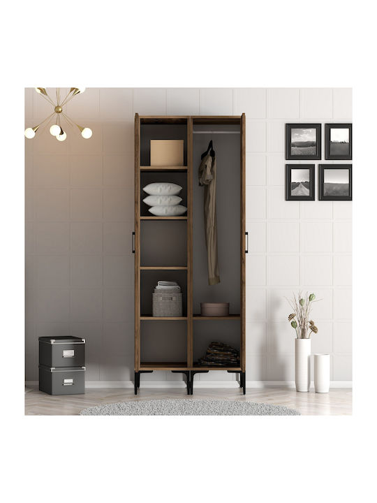 Wardrobe Double Door Walnut 80x47x201cm